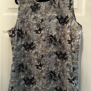 Violet + Claire 2x Floral Sleeveless Women's Top - Gray and Yellow
